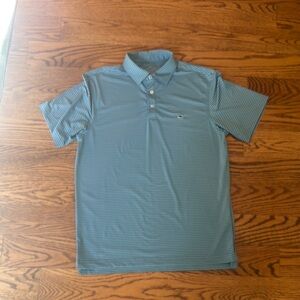 Vineyard Vines Performance Sankaty Polo Blue Stripe Medium